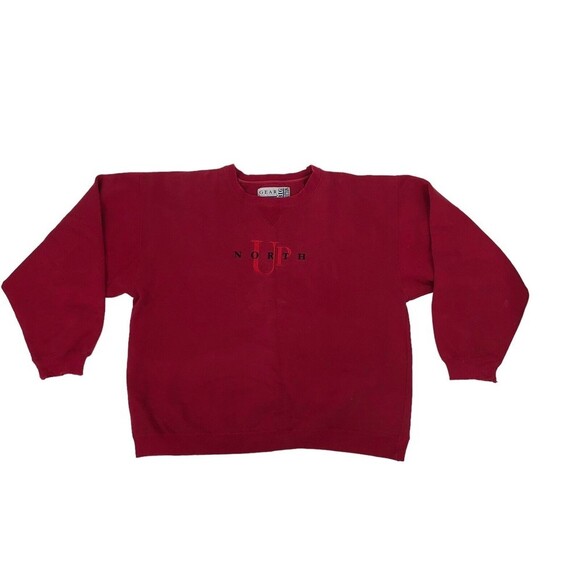 VINTAGE Michigan Gear For Sports Up North Crew Neck Pullover Red Sweatshirt - Picture 2 of 11